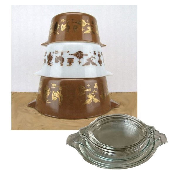 (3) Pyrex Early American Nesting Casserole Dishes with Lids Set: 473 474 475 - Picture 1 of 10